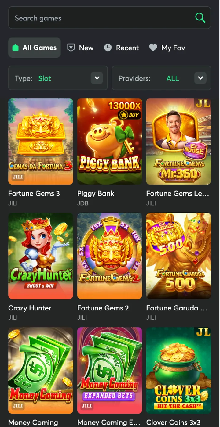 Yes Spin guide: slots lobby screenshot